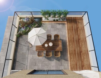 现代屋顶花园3D模型下载